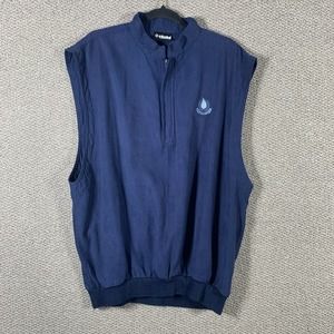 Roche Mens Vest Jacket Size XL Blue Sleeveless Windbreaker 1/4 Zip Pullover‎
